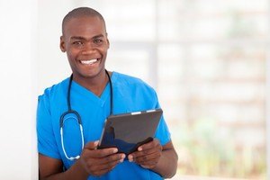 Risk-quality-management-in-hospitals-happy-doctor-male-nurse-with-ipad