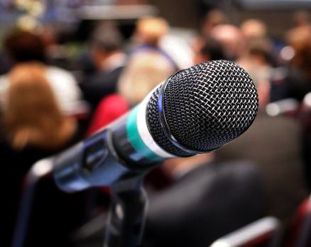 microphone-stand-at-a-healthcare-quality-improvement-conference